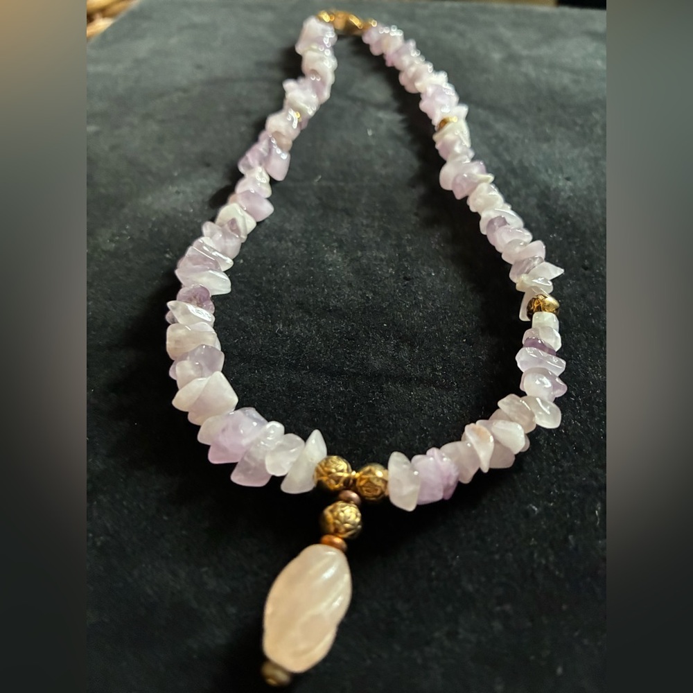 Cape Amethyst & Gold Beaded Necklace  / The Esther deCoux Collection